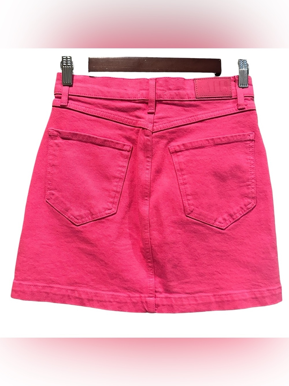Rails The Canyon Button-Front Denim Mini Skirt Pink  Size 24 - Picture 5 of 9